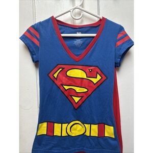 Superman Women's Size Small‎ Shirt With Red Cape . Dress Up/ Halloween